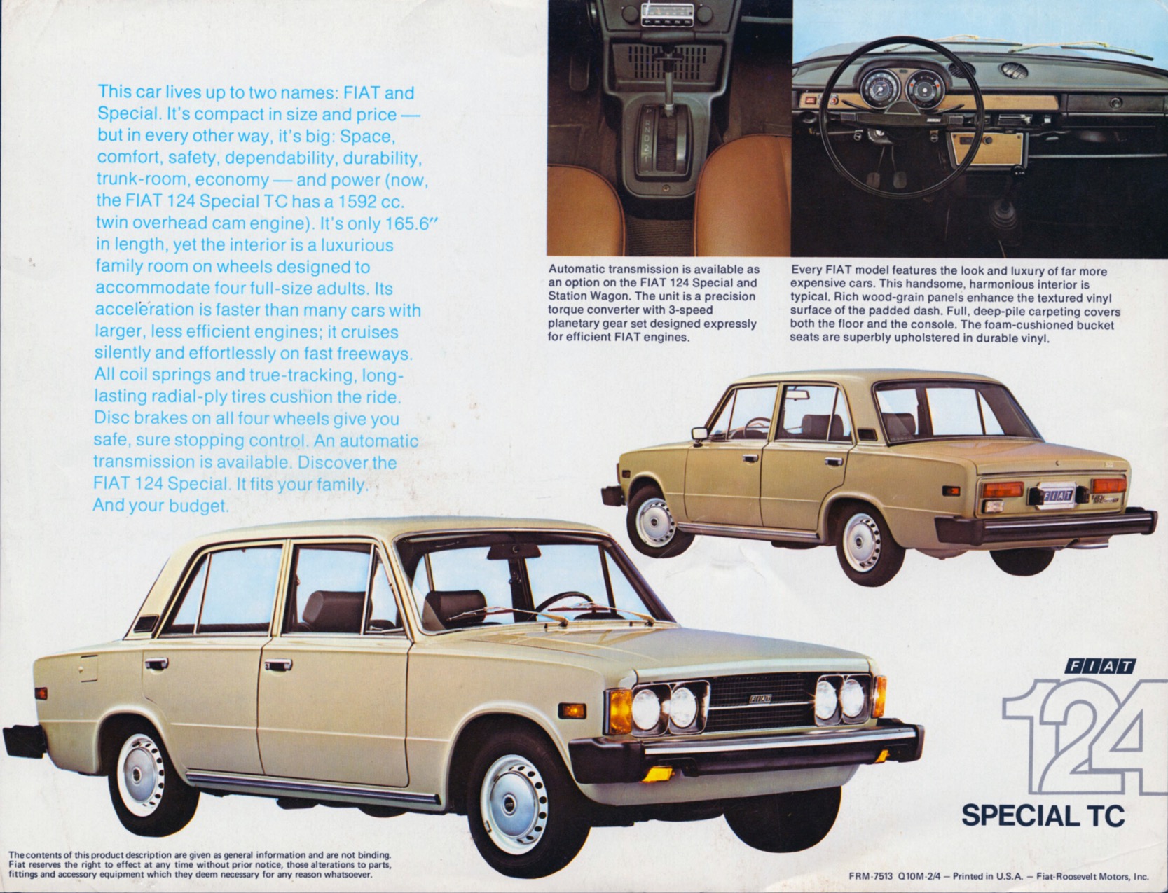1974 Fiat 124 Special TC Brochure Page 1